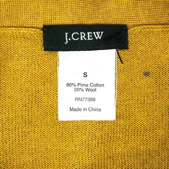 J.Crew Womens Cardigan Sweater Small Mustard Ruffled V-Neck Button Up Knit Y2K - Picture 3 of 10